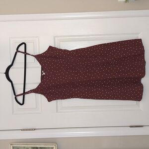 Maurices Womens L Mauve Pink Polka Dot Mini Dress Strappy Skater Casual